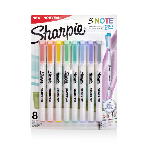 Sharpie S-Note Duo Dual-Ended Creative Markers, Part Highlighter, Part Art Marker, Assorted Colours, Fine and Chisel Tips, 8 Count