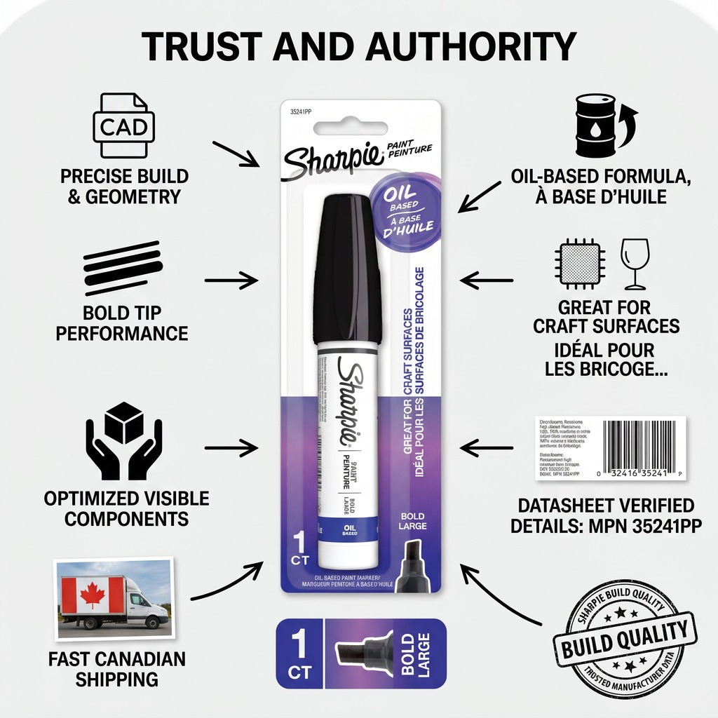 Infographic for Sharpie 35241PP Bold Point Oil-Based Paint Marker with fast Canadian shipping.