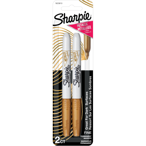 Sharpie Metallic Permanent Markers, Fine Point, Gold, 2 Count