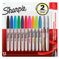 Sharpie Permanent Markers, Fine Point, Assorted Colours, 12 Count