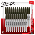 Sharpie Permanent Markers, Fine Point, Black, 24 Count
