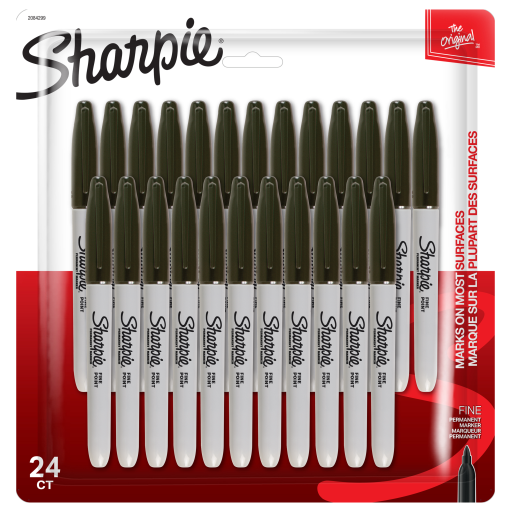Sharpie Permanent Markers, Fine Point, Black, 24 Count
