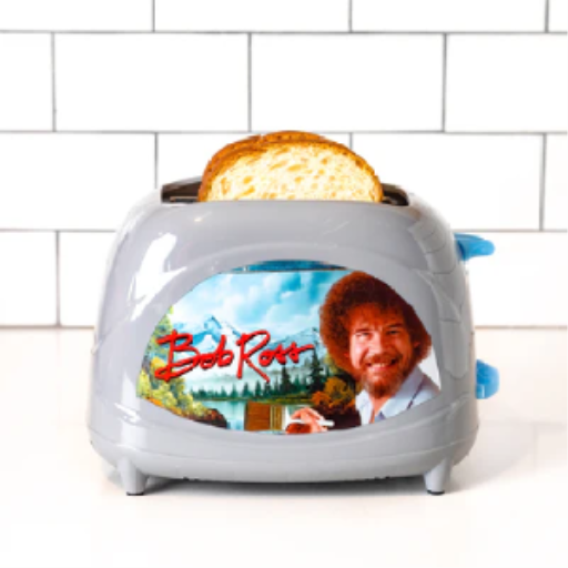 Bob Ross "Happy Little Toast" Elite Toaster ? Artistic Non-Stick 2-Slice Toaster