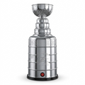 Uncanny Brands NHL Stanley Cup 17-inch replica popcorn maker, silver finish on a white background.