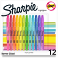 Sharpie Pocket Highlighters, Narrow Chisel Tip, Assorted, 12 Count