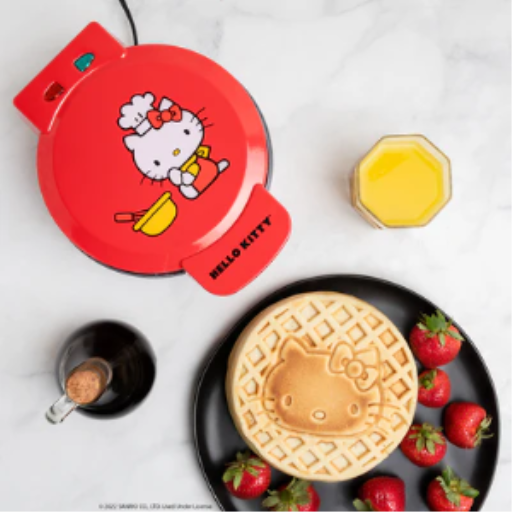 Hello Kitty 7" Red Waffle Maker ? Iconic Sanrio Non-Stick Character Waffle Appliance