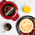 Jurassic Park 7" Waffle Maker ? Iconic T-Rex Logo Non-Stick Character Waffle Iron