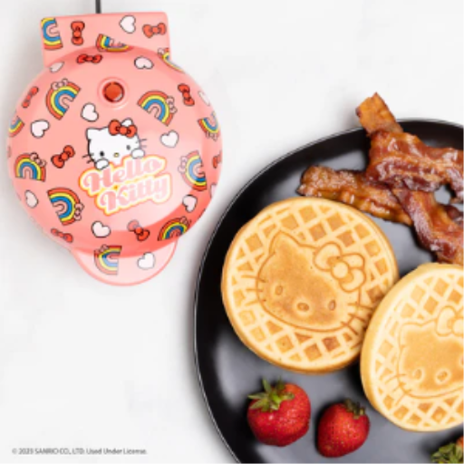 Hello Kitty Mini Waffle Maker - Compact 4-Inch Non-Stick Character Waffle Iron