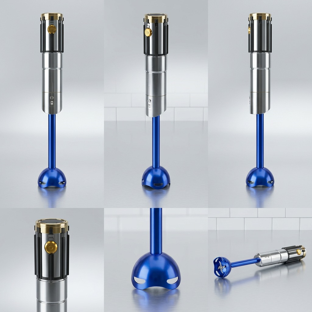 Grid of the Anakin Skywalker Lightsaber Hand Blender showing multiple angles and handle details.