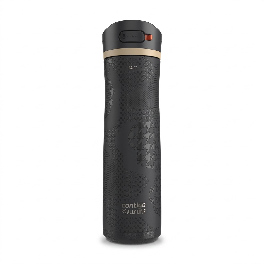 Contigo x Ally Love Ashland Chill 2.0 24oz Licorice insulated bottle with Autospout lid.