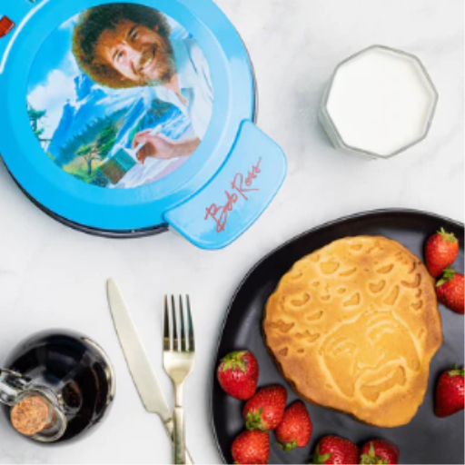 Bob Ross "Happy Little Waffles" Toaster & Waffle Maker ? Non-Stick Artist Series Appliance