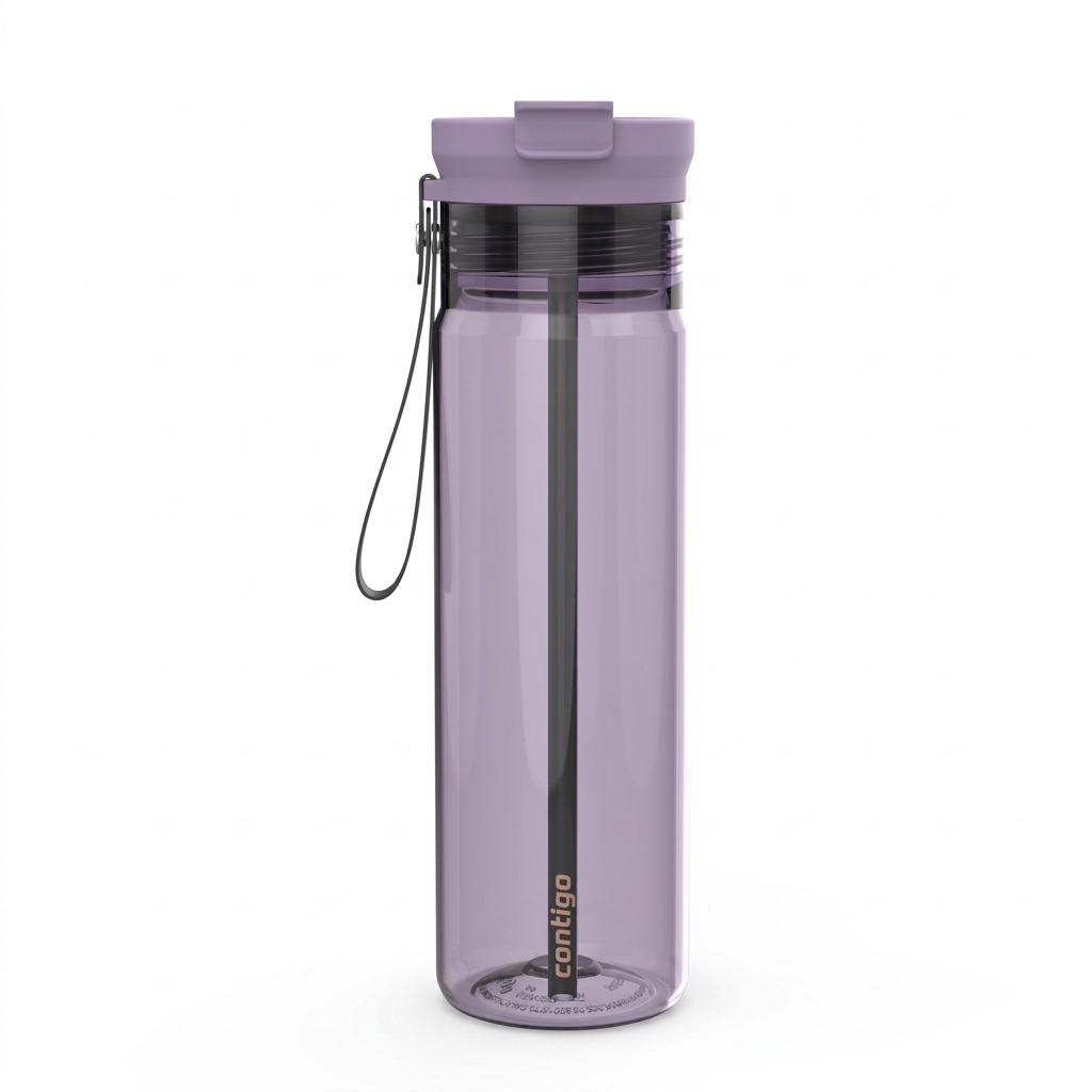 Contigo 28 oz Dual Sip Water Bottle in Purple Carrot with internal straw and carrying loop.