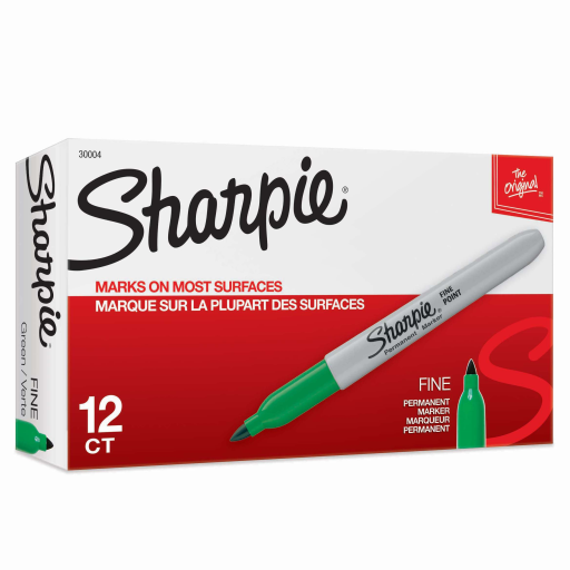 Sharpie Permanent Marker, Fine Point, Green, 1 Unit