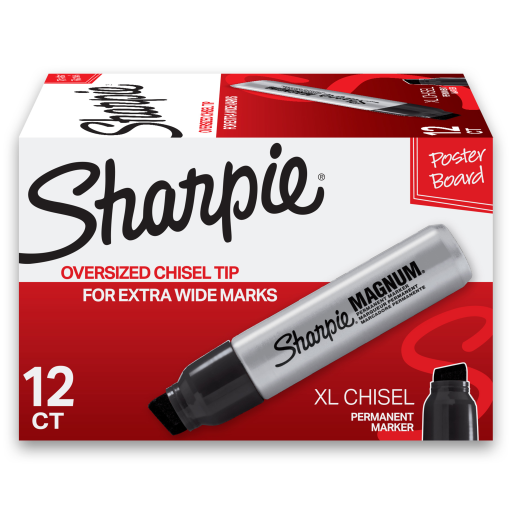 Sharpie Magnum Permanent Marker, Oversized Chisel Tip, Great for Poster Boards, Black, 1 Unit