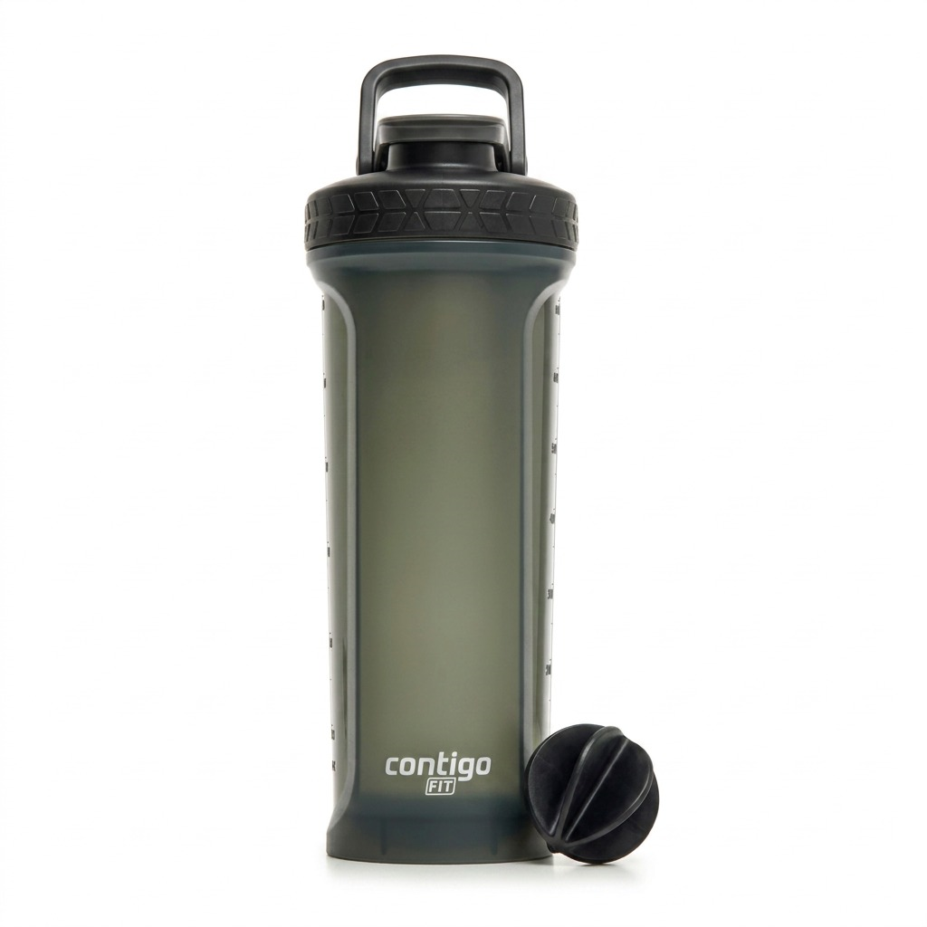 Contigo 28oz AutoPop Shake & Go 2.0 shaker bottle in Sake with Salt with weighted ball and handle lid.