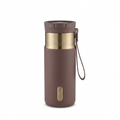 Contigo 16oz Snapseal PVD Travel Mug in Terra brown with gold accents and a carrying loop.