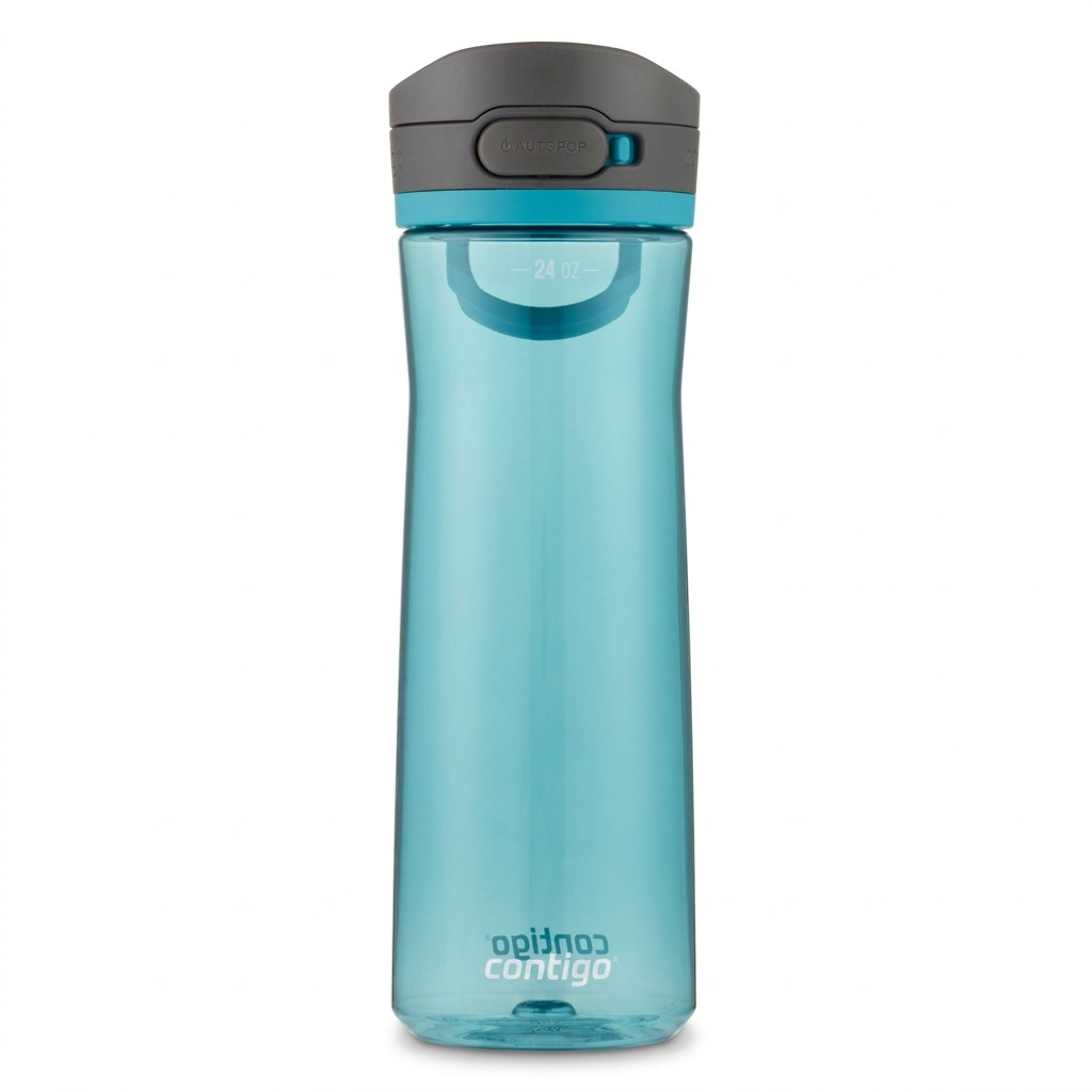 Contigo Autopop Jackson 2.0 24oz water bottle in Juniper teal with grey one-touch chug lid.