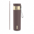 Contigo 24oz SnapSeal PVD Tumbler in Terra brown with gold accents, leak-proof lid, and straw.