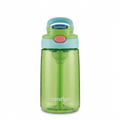 Contigo Kids Autospout 14oz Water Bottle in Cool Lime and Jade, featuring a pop-up straw and carry handle.