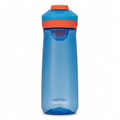 Contigo 20oz Autoseal Casey Water Bottle in Blue Poppy with orange accents and a spill-proof lid.
