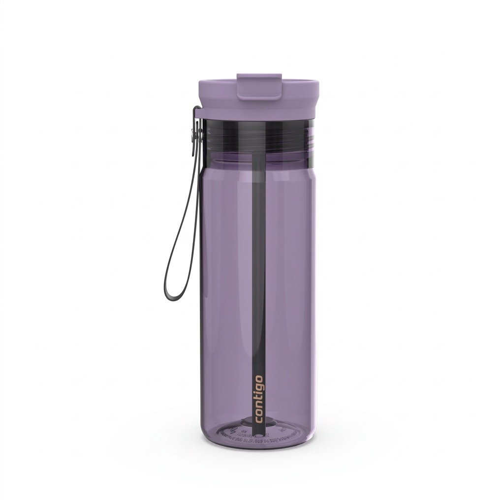 Contigo 24 oz Dual Sip water bottle in Purple Carrot with internal straw and carry loop.