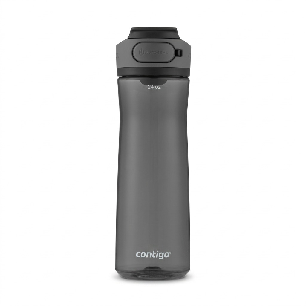Contigo 24 oz Autoseal Cortland 2.0 water bottle in Licorice grey with a leak-proof locking lid.
