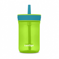 Contigo Kids' Leighton 14oz water bottle in translucent Cool Lime green with a Juniper blue straw.