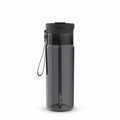 Contigo 24 oz Dual Sip plastic water bottle in Licorice Black with straw lid and carrying loop.
