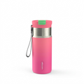 Pure high-resolution hero shot of the Contigo 16 oz Tween Dual Sip Ombre bottle with strap in Sparkgleam pink-to-light pink gradient.