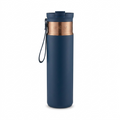 Contigo 24 oz Dual Sip PVD bottle in Abyss blue with a copper accent and carry loop.