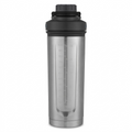 Contigo 24 oz stainless steel AutoPop shaker bottle with black lid and engraved volume markings.