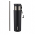 Contigo 24 oz Snapseal PVD Stainless Steel Travel Mug in Licorice Gunmetal with matching straw.