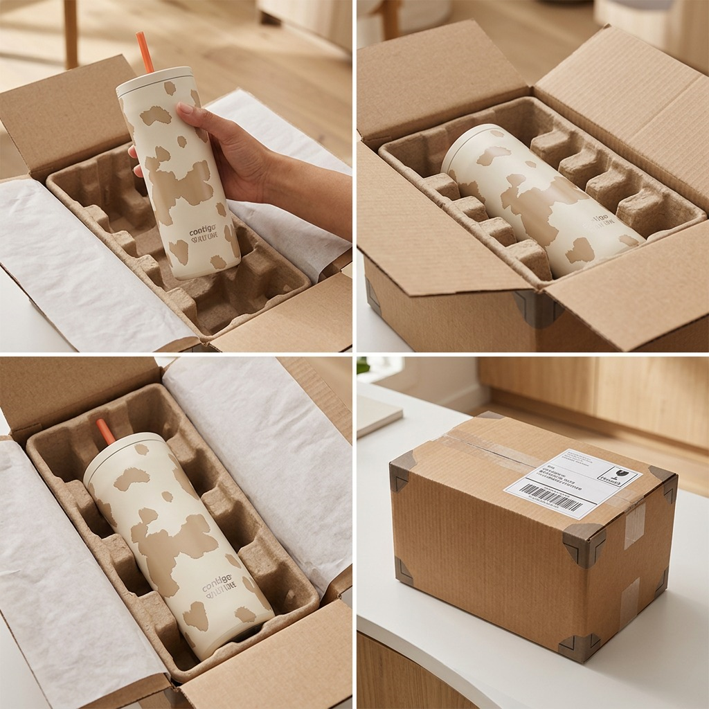 A Contigo x Ally Love Streeterville Tumbler in secure cardboard packaging with protective molding.