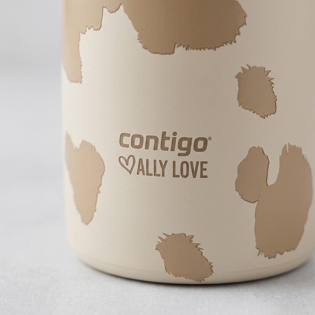 Macro detail of the Contigo Streeterville 2.0 Oatmilk tumbler showing the matte textured finish.