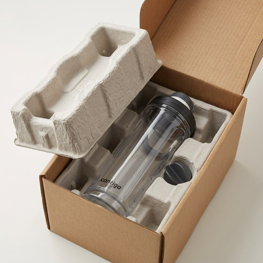 Contigo Shake & Go 2.0 Tritan Salt bottle securely packed in a protective shipping box for delivery.