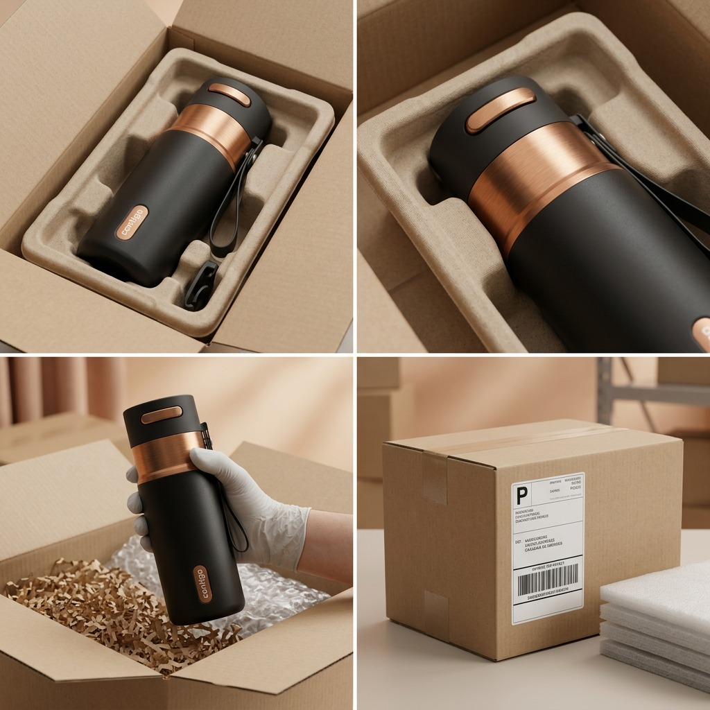 A Contigo 16oz travel mug in Licorice Bronze safely packaged in secure shipping materials.