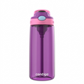 Contigo 20 oz Autospout water bottle in grape purple plastic with a pink and light blue lid.
