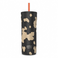 Contigo x Ally Love Streeterville 2.0 24oz Licorice tumbler with a leopard print and orange straw.