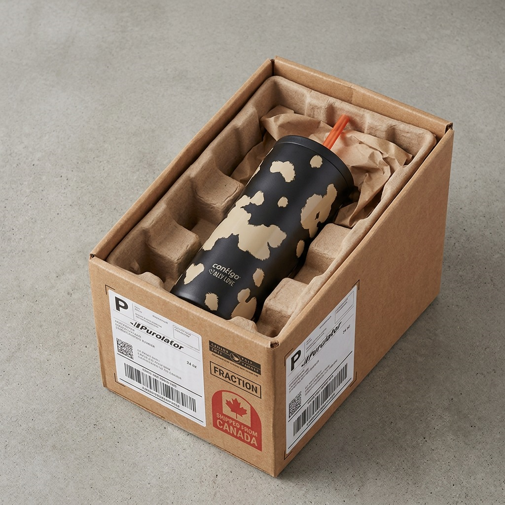 Contigo x Ally Love Streeterville 2.0 Tumbler safely packed in a secure Canadian shipping box.