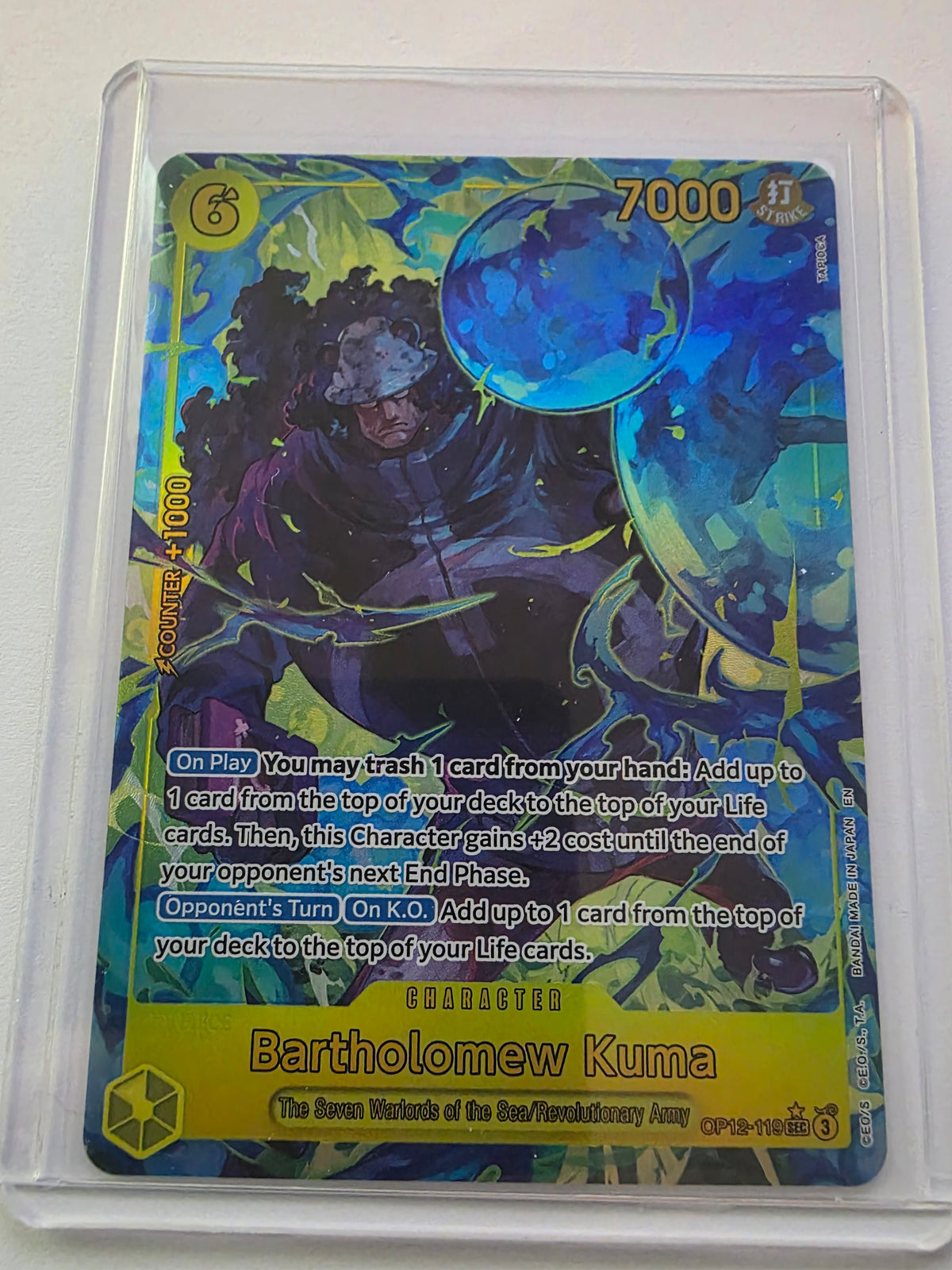 Bartholomew Kuma OP12-119 Alternate Art SEC – Legacy of the Master – One Piece Card Game