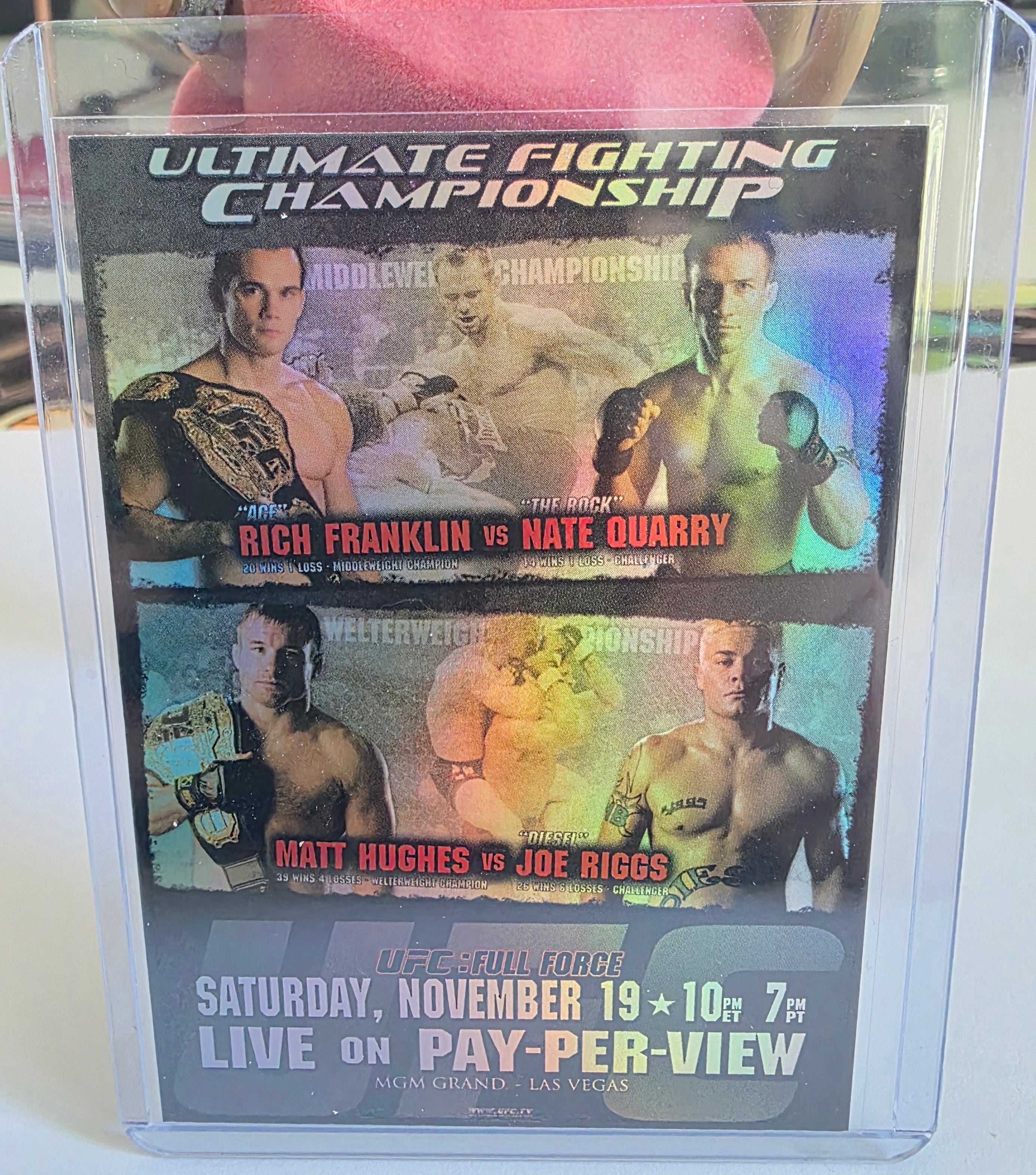 UFC Full Force: Franklin vs Quarry, Hughes vs Riggs - Topps Fight Poster Review Hologram Card