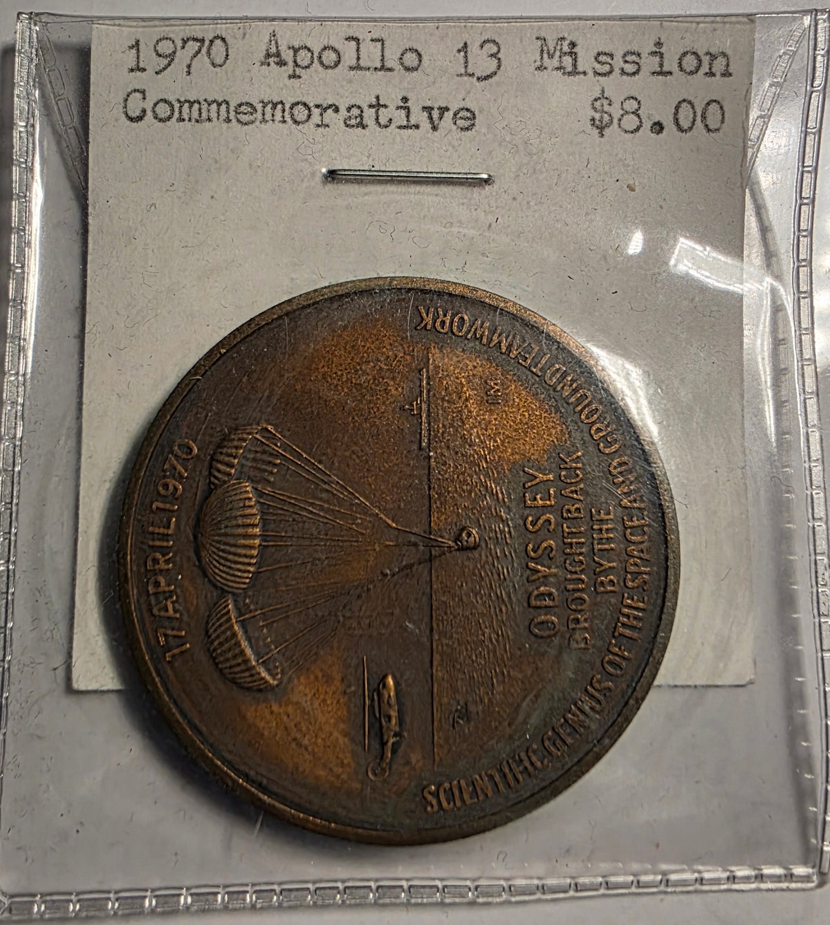 1970 Apollo 13 Mission Commemorative Bronze Medal