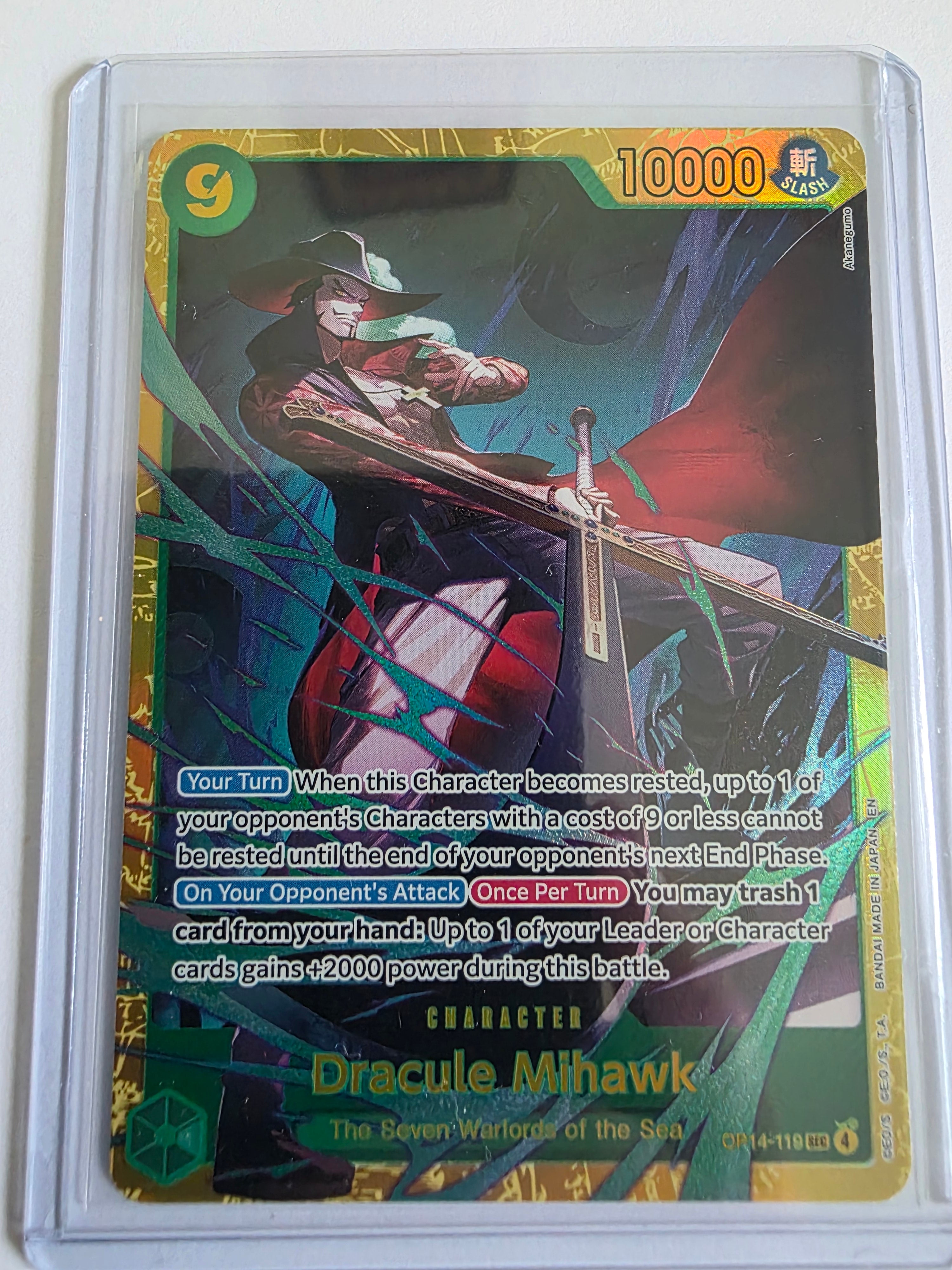 Dracule Mihawk OP14-119 SEC – The Azure Sea's Seven – One Piece Card Game