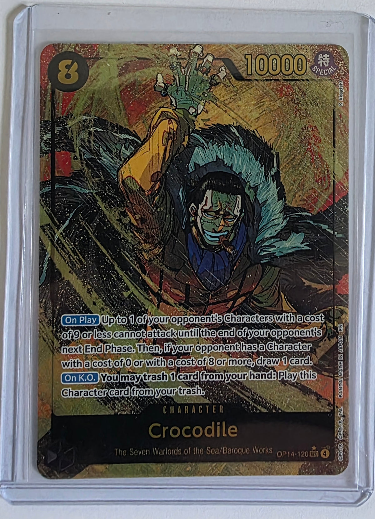 Crocodile OP14-120 SEC Alternate Art – The Azure Sea's Seven – One Piece Card Game