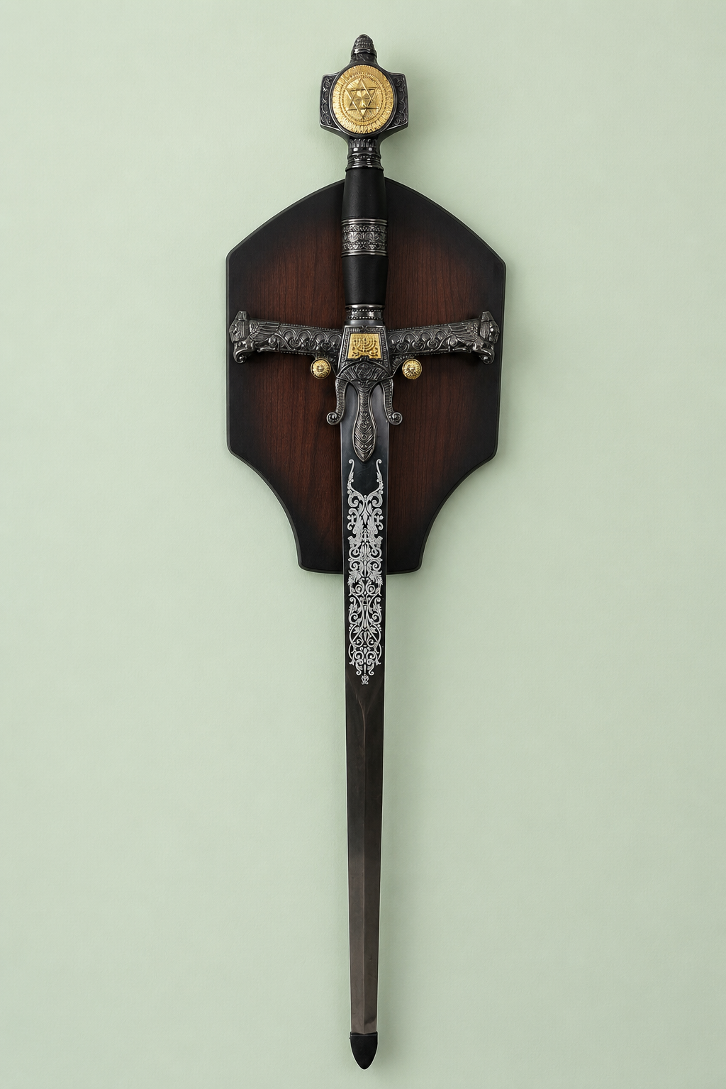 48" Solomon King Templar Sword with Wall Plaque - Judaica Display Sword