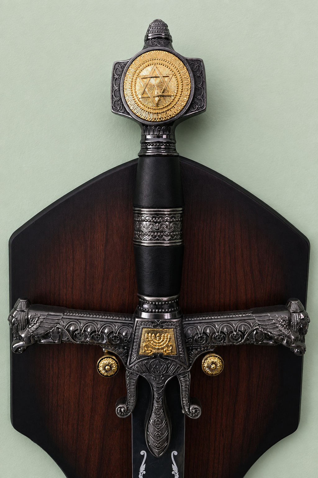 48" Solomon King Templar Sword with Wall Plaque - Judaica Display Sword