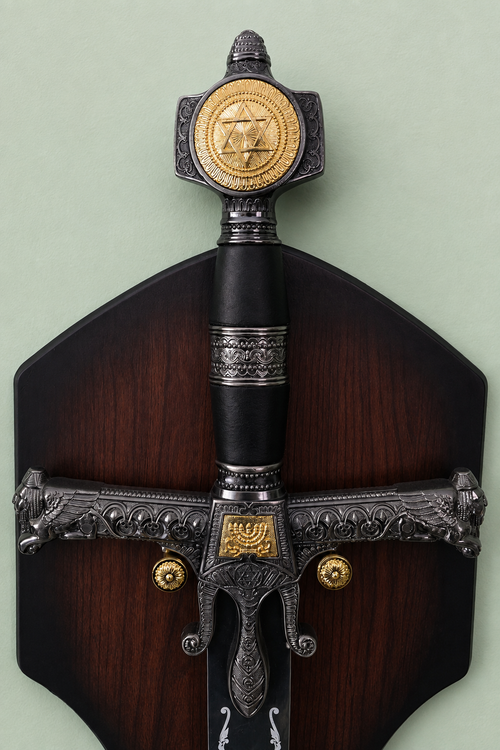 48" Solomon King Templar Sword with Wall Plaque - Judaica Display Sword