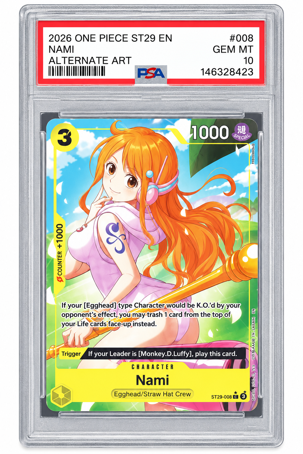 2026 ONE PIECE ST29-008 Nami Alternate Art PSA 10 – English
