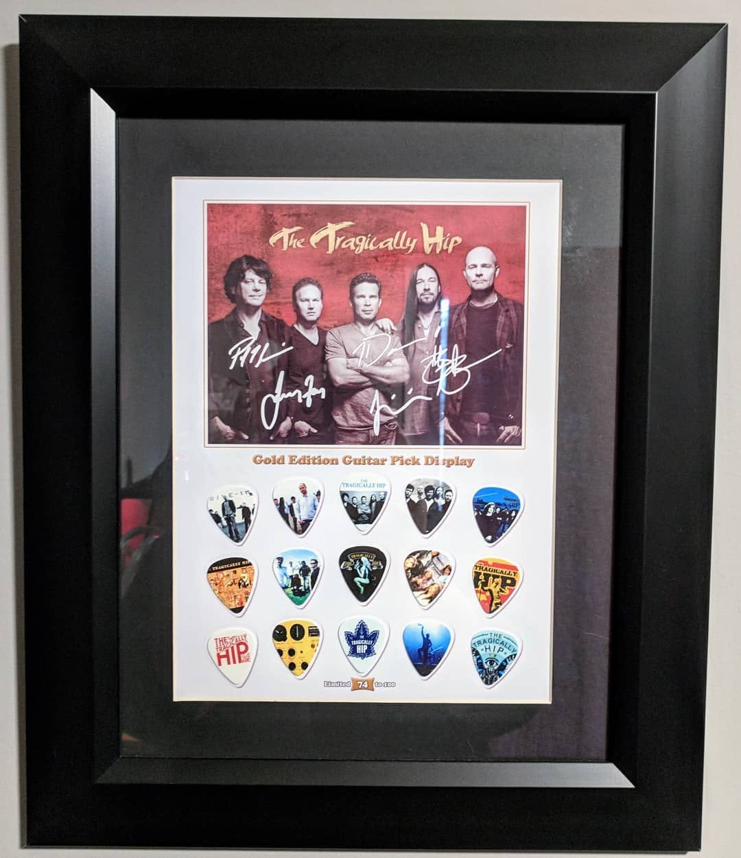 The Tragically Hip Gold Edition Guitar Pick Display #74/100 - Framed Limited Edition