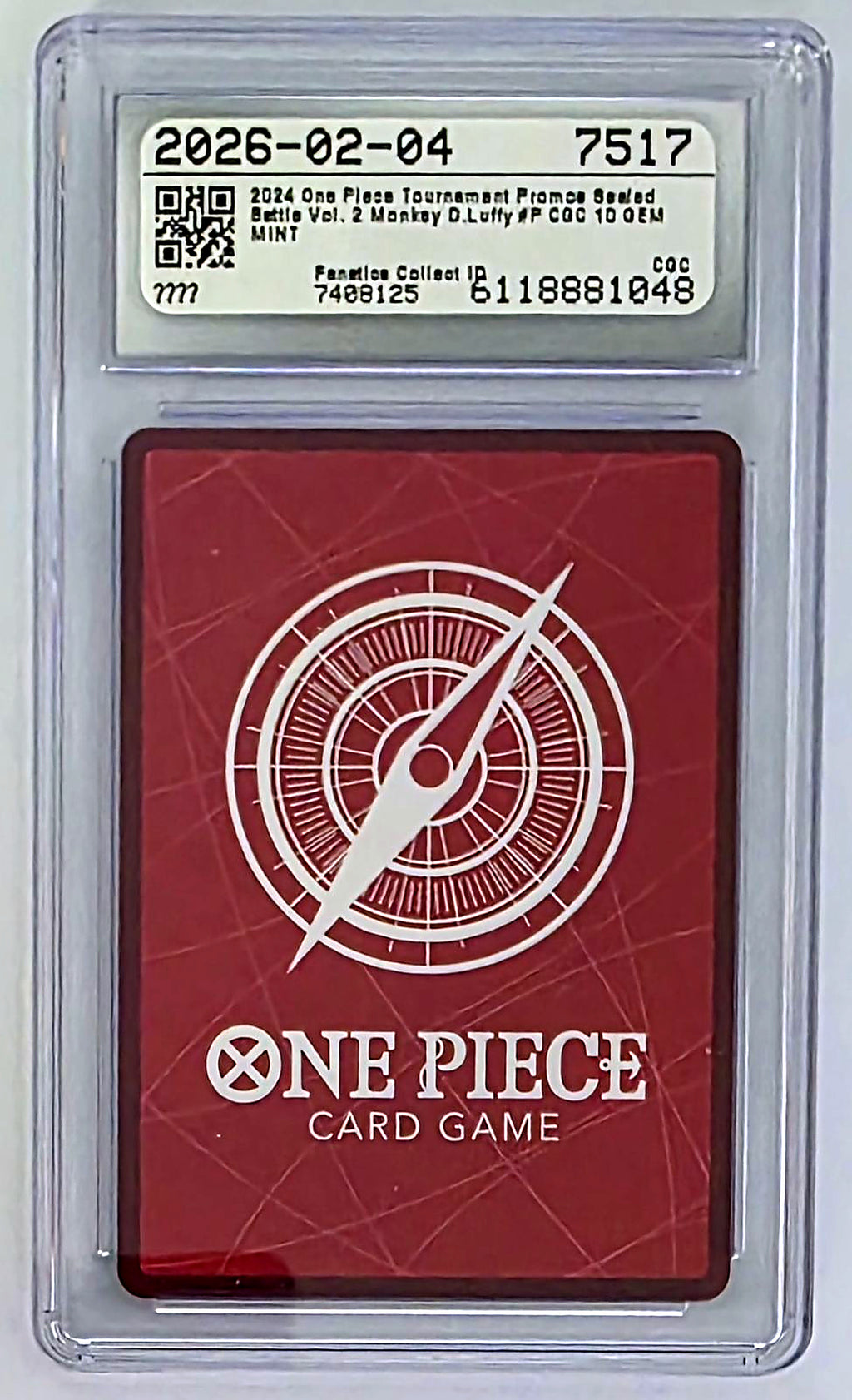 2024 One Piece Tournament Promo Monkey D. Luffy Leader Sealed Battle Vol. 2 CGC 10 Gem Mint